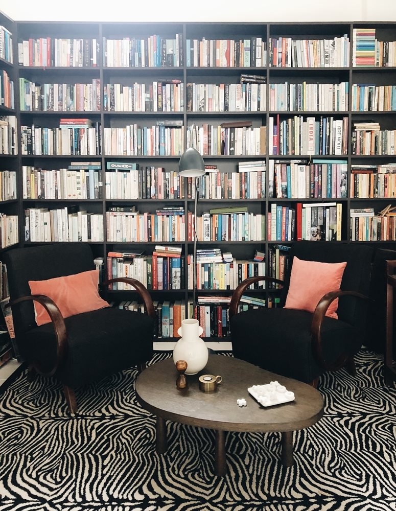 Kate's library, featuring Alternative Flooring's Zebo in Black (Quirky B range)