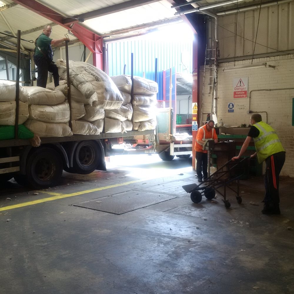 Wool sheets being delivered to a British Wool depot